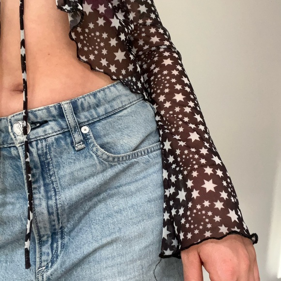 Free People Marne Mesh Cropped Wrap Sheer Top (Size XL) - Picture 6 of 8